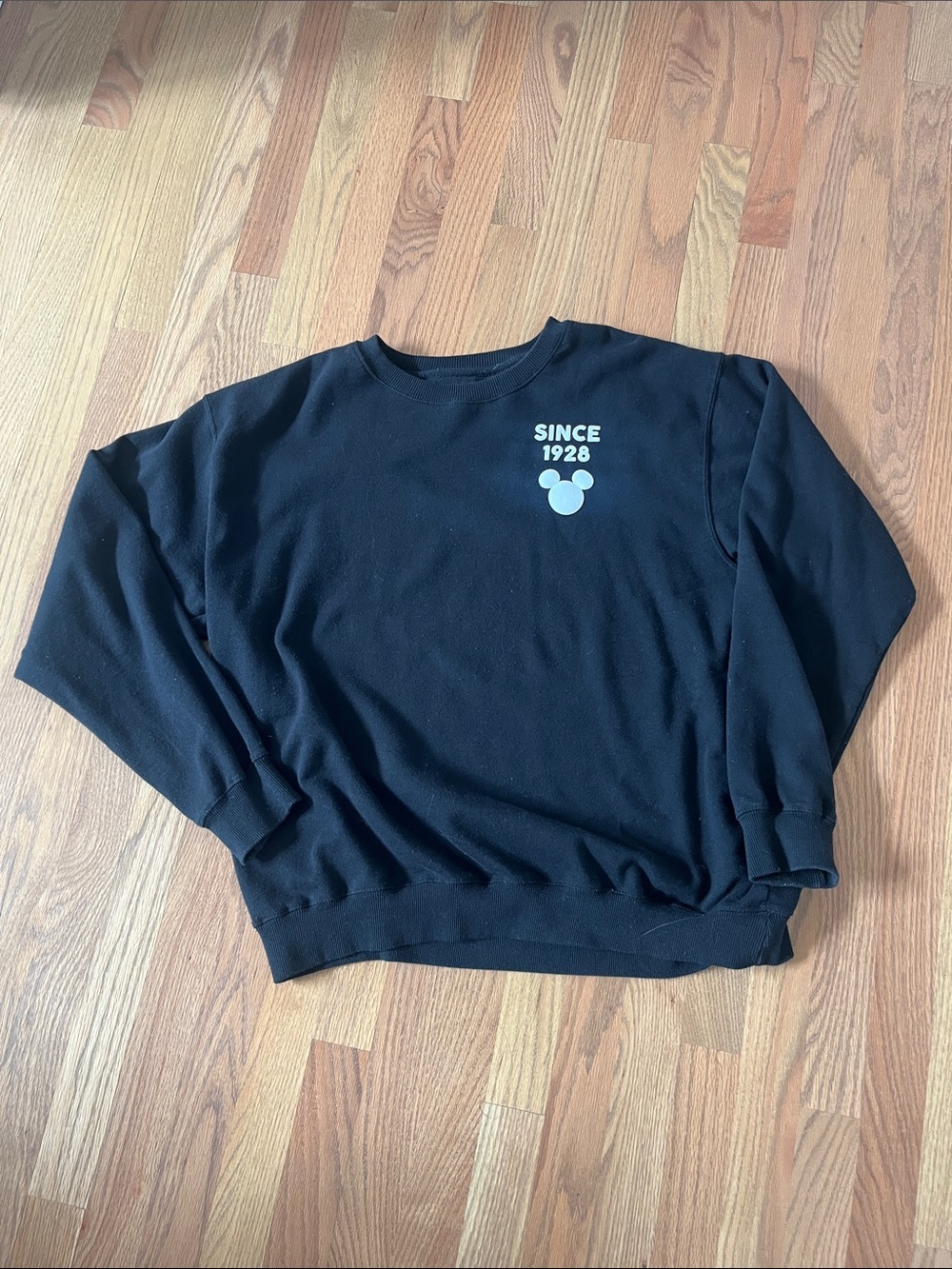 Disney Black Crewneck Sweatshirt with Light Chest Print